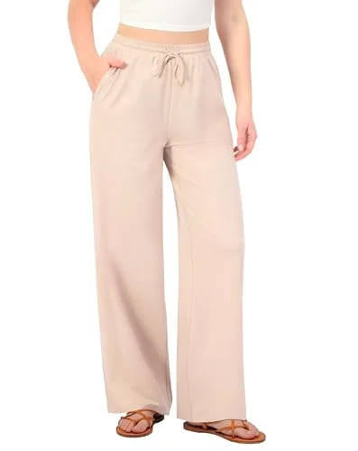 JEKAOYI High-Rise Palazzo Pant in Light Khaki