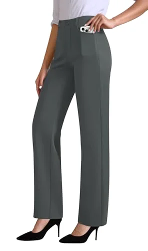 JEKAOYI High-Rise Pull-On Work Pant in Dark Grey