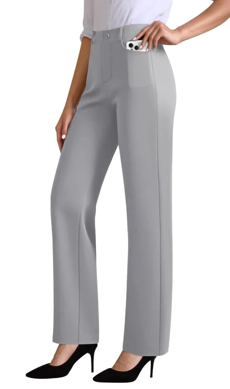 JEKAOYI High-Rise Pull-On Work Pant in Gray