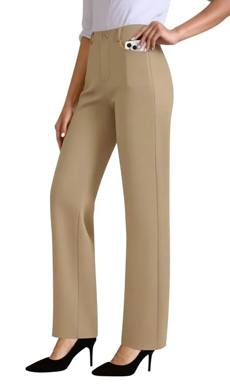 JEKAOYI High-Rise Pull-On Work Pant in Khaki