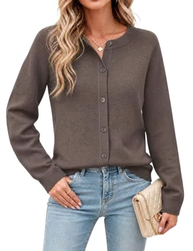 JEKAOYI Lightweight Button Cardigan in Brown