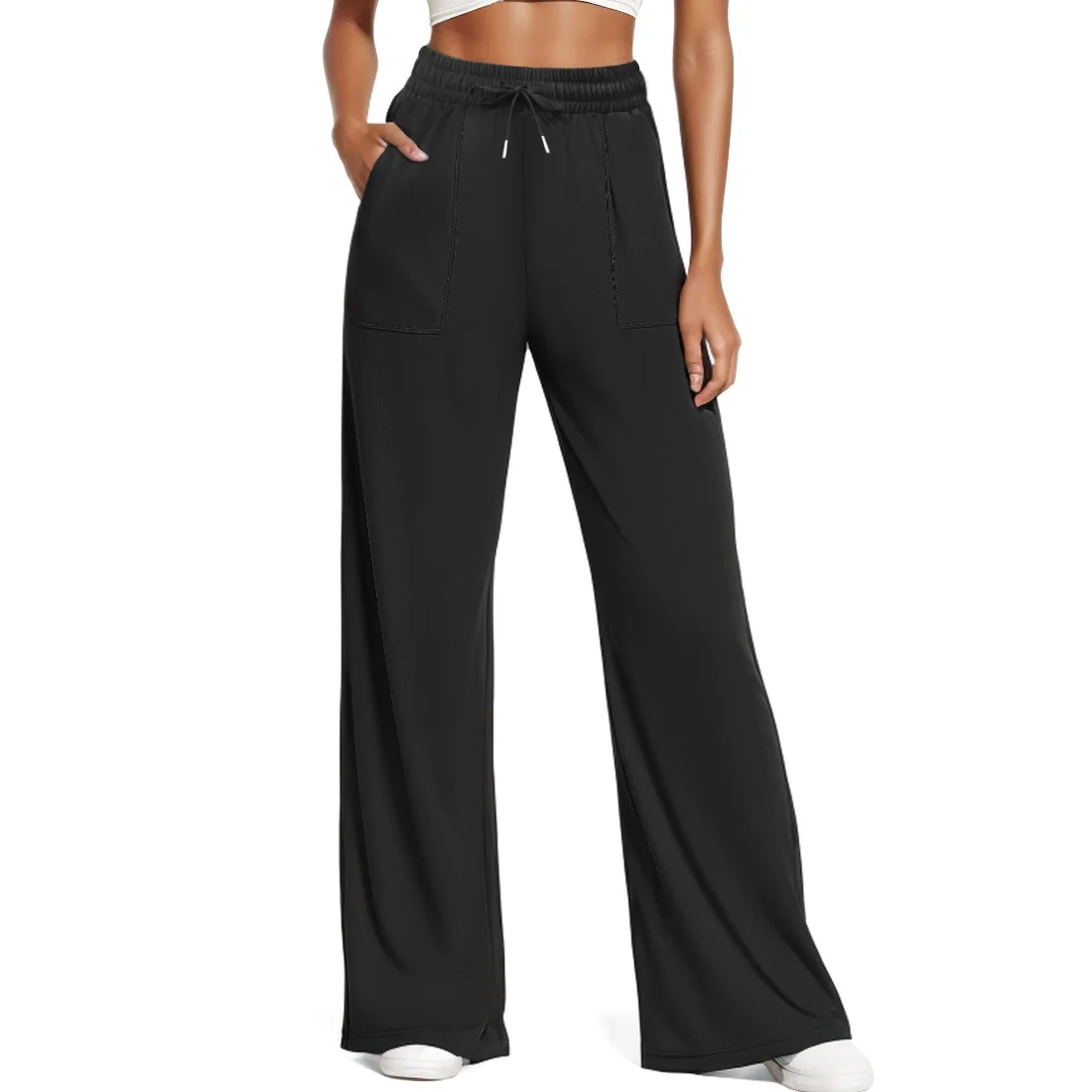 JEKAOYI Lightweight Drawstring Pant in Black