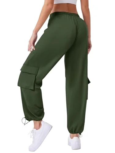 JEKAOYI Parachute Cargo Jogger in Army Green