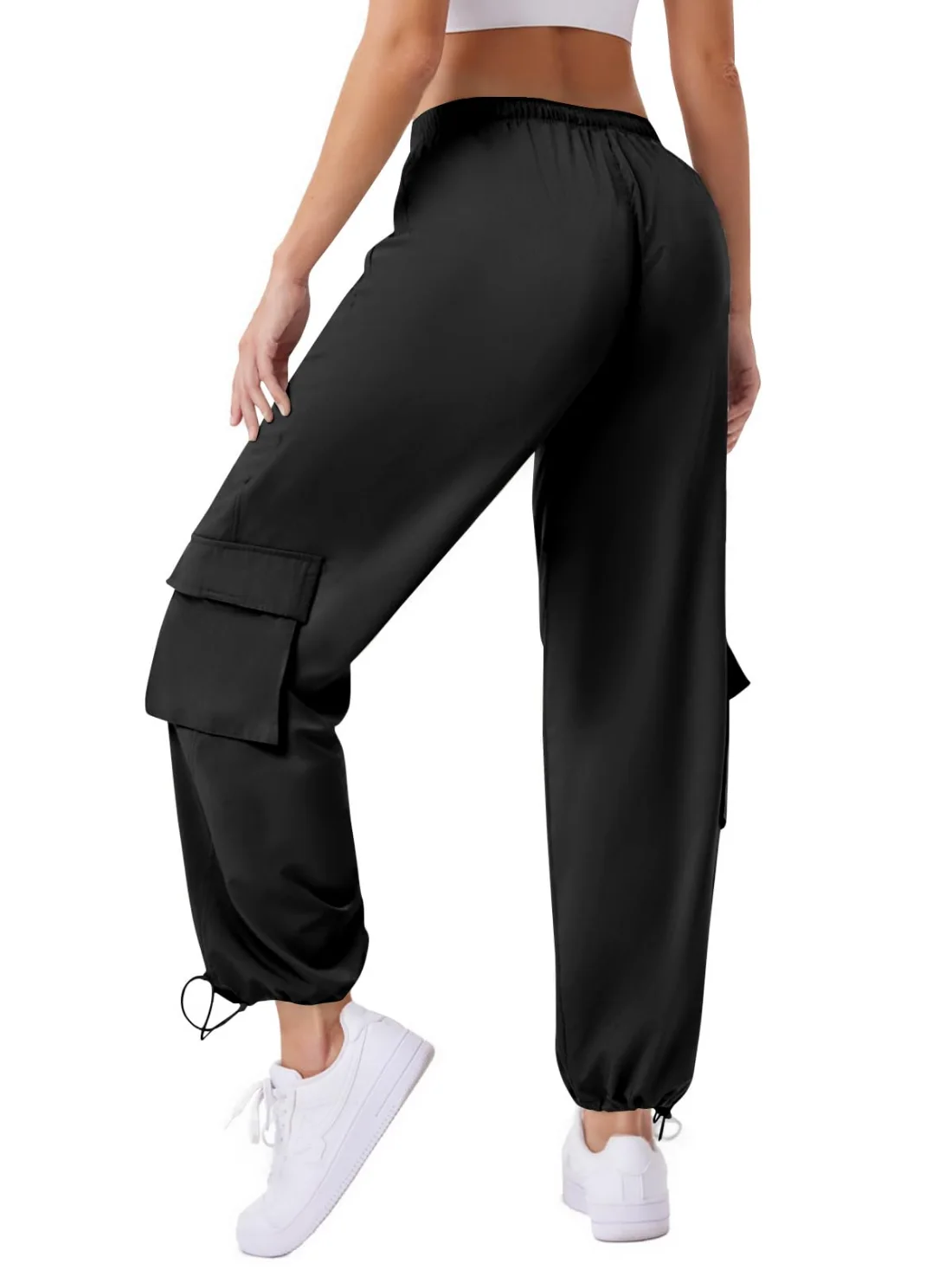 JEKAOYI Parachute Cargo Jogger in Black