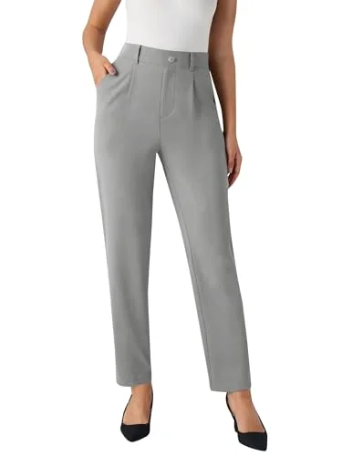 JEKAOYI Pleated Front Office Slack in Grey