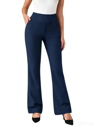 JEKAOYI Pleated Front Office Slack in Navy