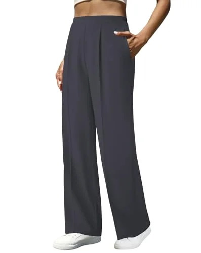 JEKAOYI Center Crease Wide Leg Dress Pant in Dark Grey