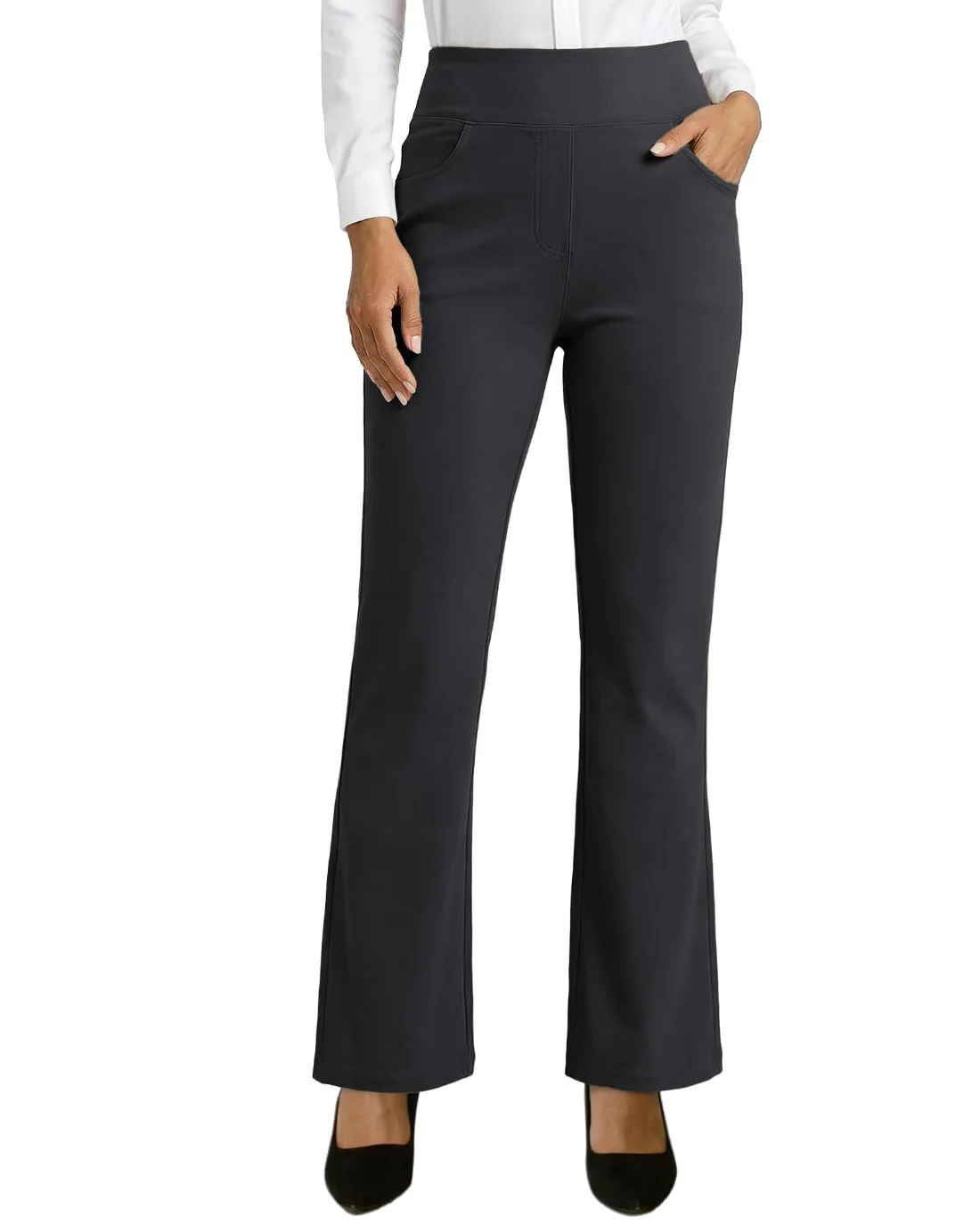 JEKAOYI Pull-On Wide Leg Dress Pant in Deep Black