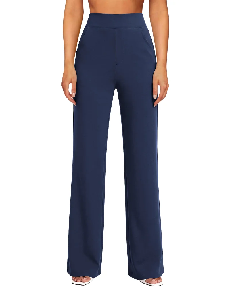 JEKAOYI Pull-On Wide Leg Dress Pant in Navy Blue