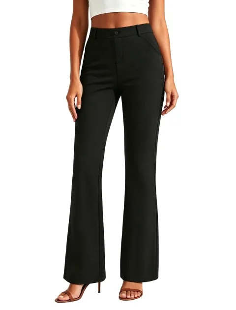 JEKAOYI Slant Pocket Bootcut Dress Pant in Black