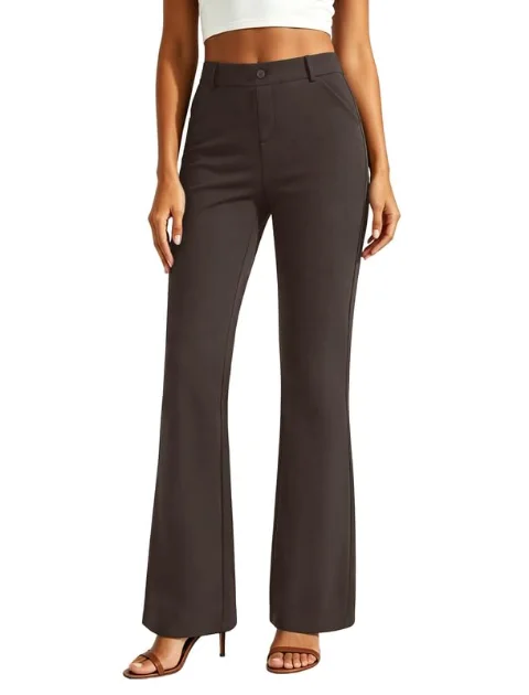 JEKAOYI Slant Pocket Bootcut Dress Pant in Brown