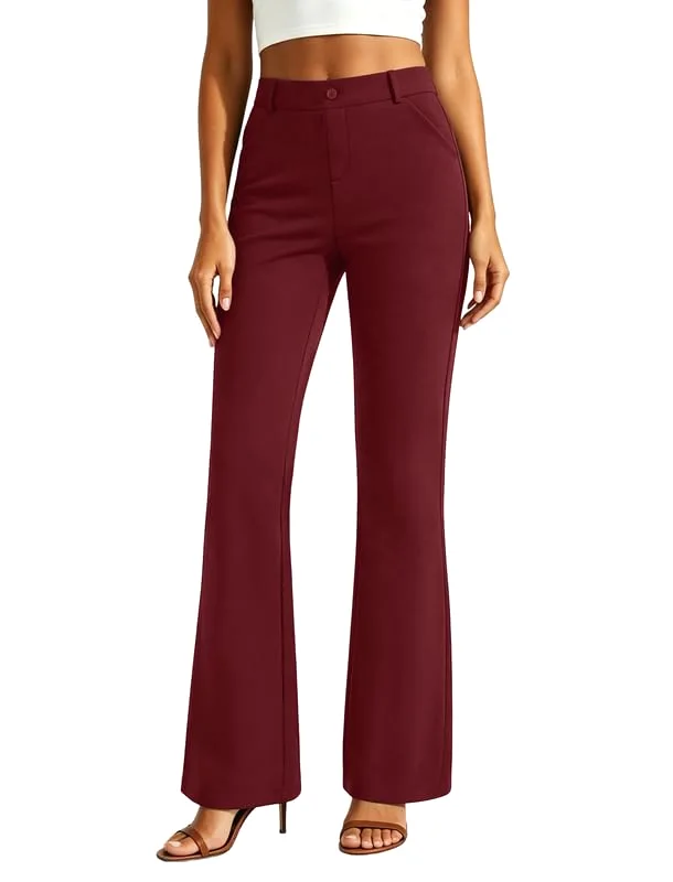 JEKAOYI Slant Pocket Bootcut Dress Pant in Burgundy