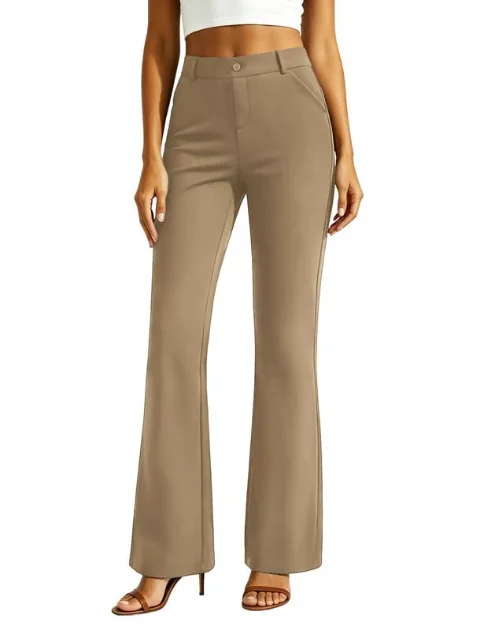 JEKAOYI Slant Pocket Bootcut Dress Pant in Dark Coffee