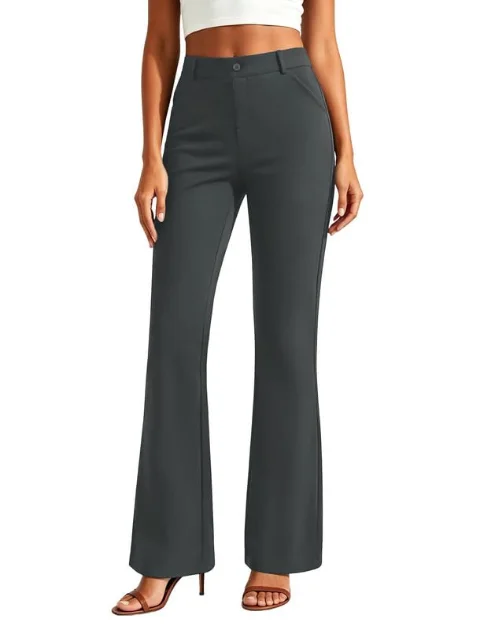 JEKAOYI Slant Pocket Bootcut Dress Pant in Dark Grey