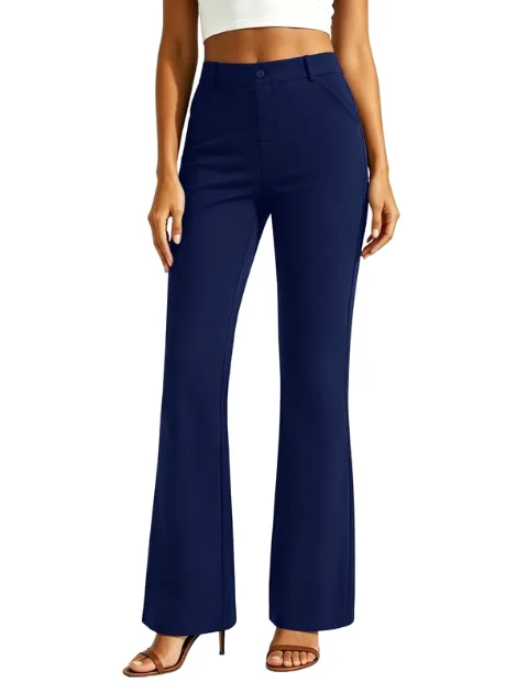 JEKAOYI Slant Pocket Bootcut Dress Pant in Navy