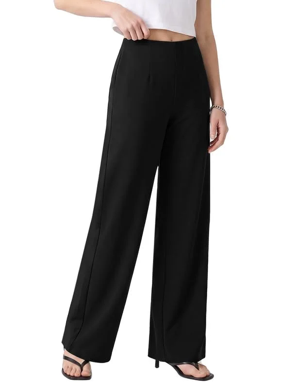 JEKAOYI Double Seam Straight Leg Dress Pant in Black
