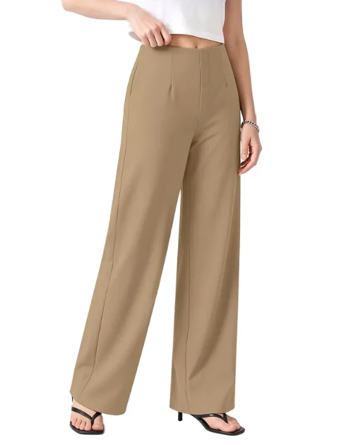 JEKAOYI Double Seam Straight Leg Dress Pant in Dark Coffee