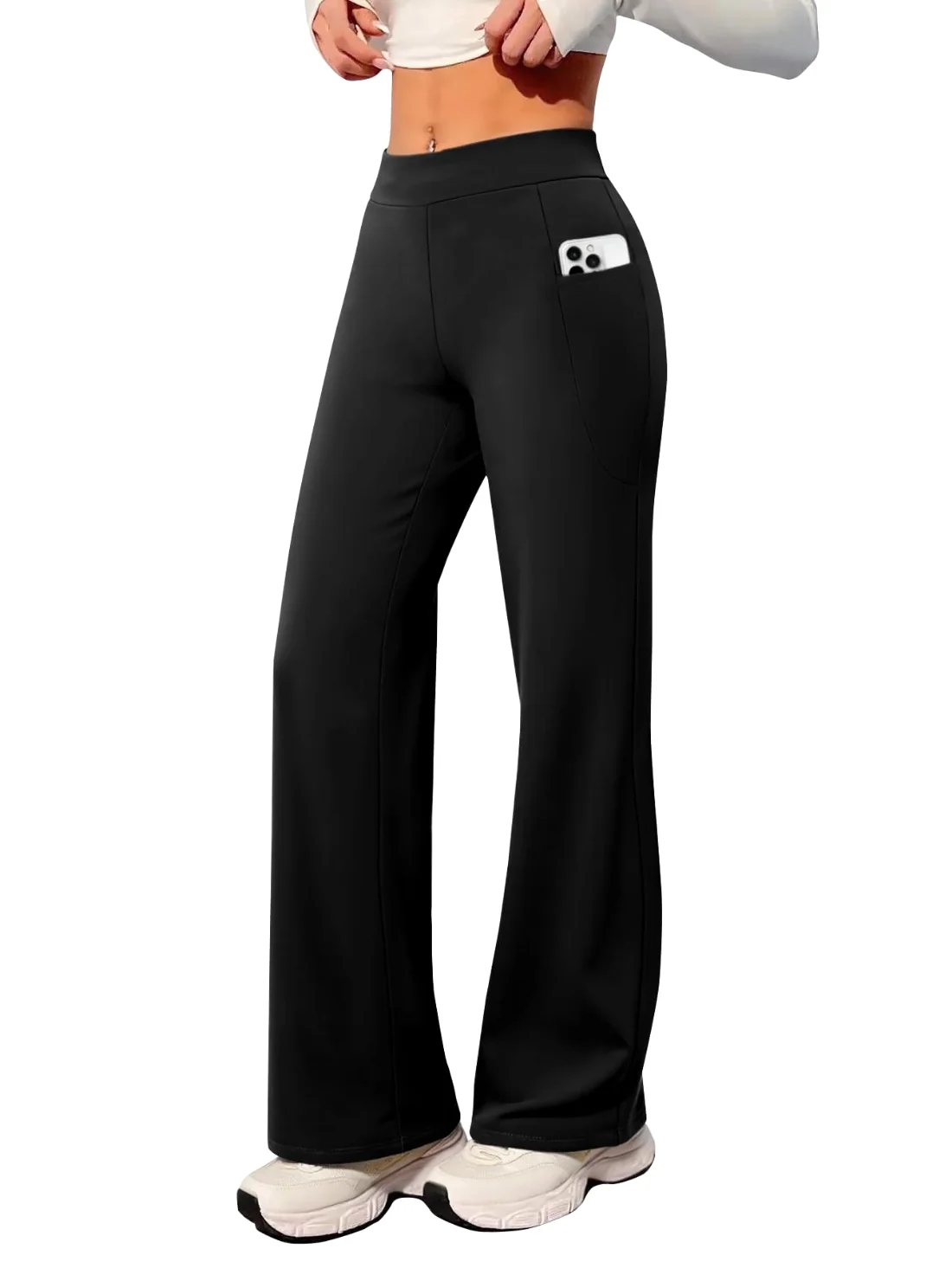 JEKAOYI Wide Leg Lounge Yoga Pant in Black