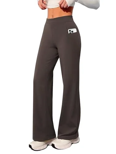 JEKAOYI Wide Leg Lounge Yoga Pant in Brown