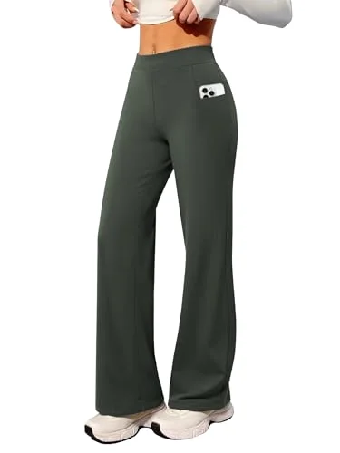 JEKAOYI Wide Leg Lounge Yoga Pant in Dark Green