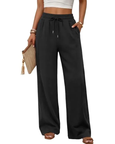 JEKAOYI Wide Leg Track Sweatpant in Dark Black