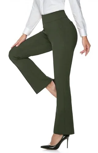 JEKAOYI Yoga Bootcut Dress Pant in Army Green