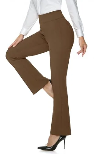 JEKAOYI Yoga Bootcut Dress Pant in Brown