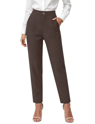 JEKAOYI Yoga Straight Leg Dress Pant in Brown
