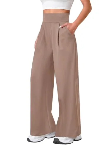JEKAOYI Yoga Wide Leg Dress Pant in Light Coffee
