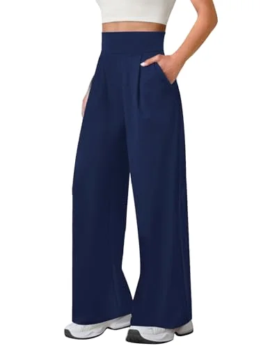 JEKAOYI Yoga Wide Leg Dress Pant in Navy