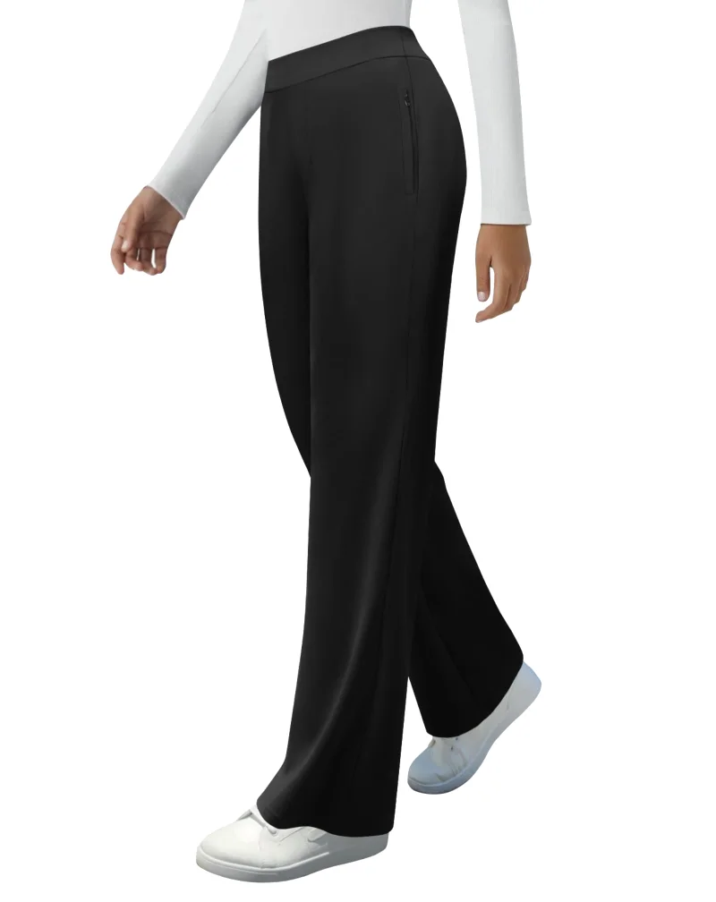 JEKAOYI Zip-Pocket Straight Leg Dress Pant in Black